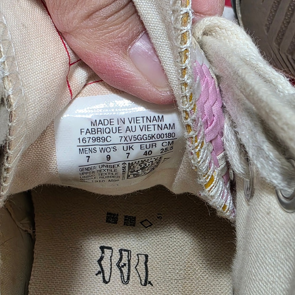 Converse Chuck 70 High Top Sneakers Womens 9 Mens 7 Pink Yellow Woven Chevron - Picture 9 of 10